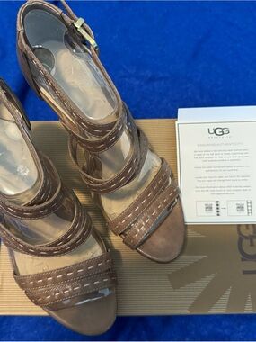Vintage:  UGG Brown FOXE Multi-Strap Platform Heels (NWT)